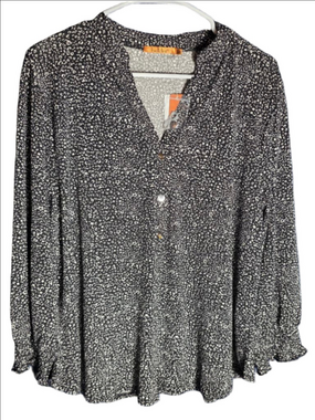Women's Belldini Black White Blouse Plus Size 1x eurosummer